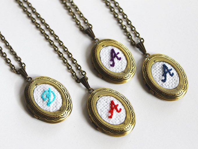 monogram locket necklace
