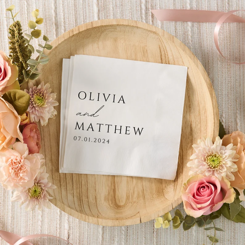 affordable personalized wedding cocktail napkins
