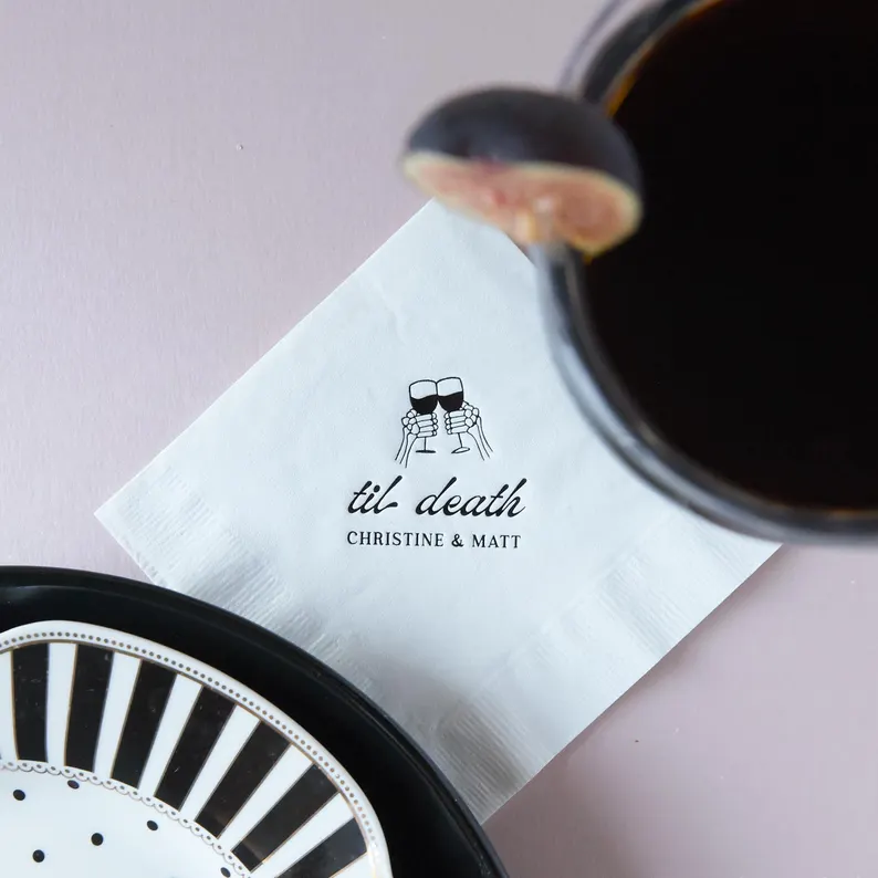 til death wedding cocktail napkins
