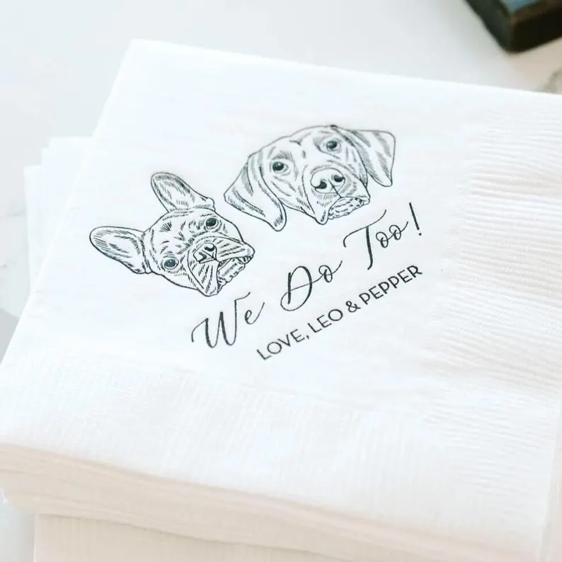 we do too custom dog cocktail wedding napkins