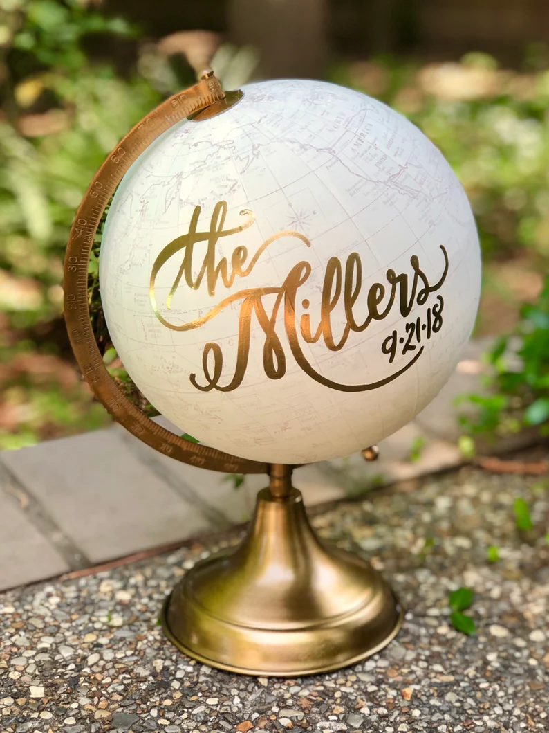 Globe guest book to personalize your wedding decor