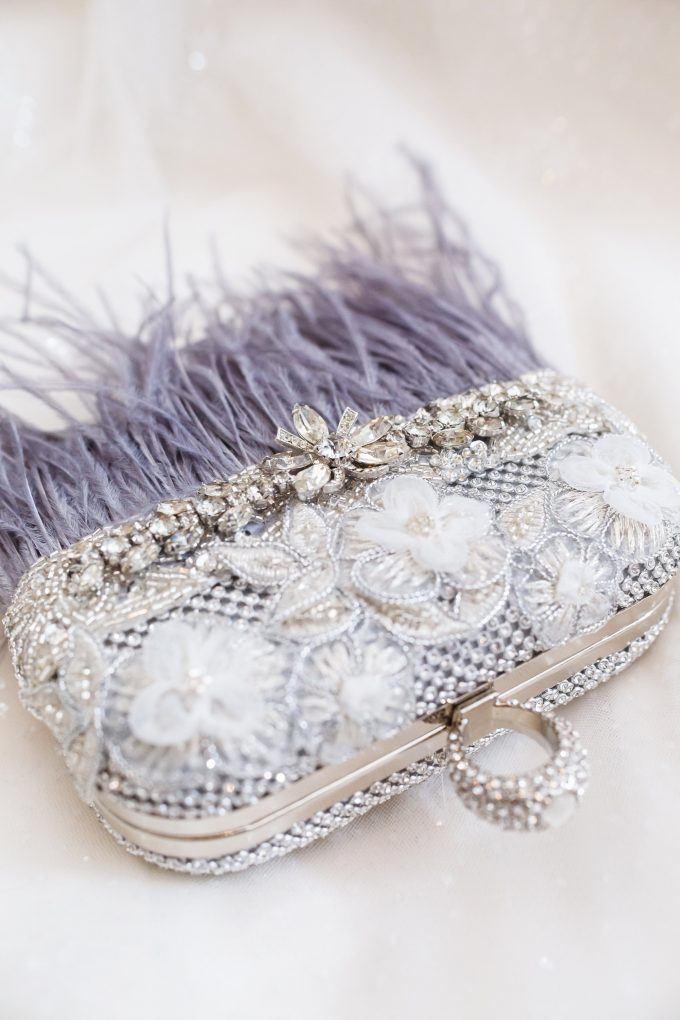 feather clutch purse