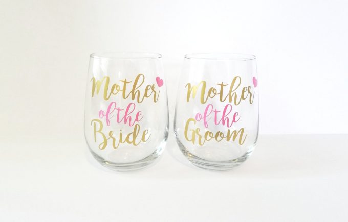 mother of the bride wine glass