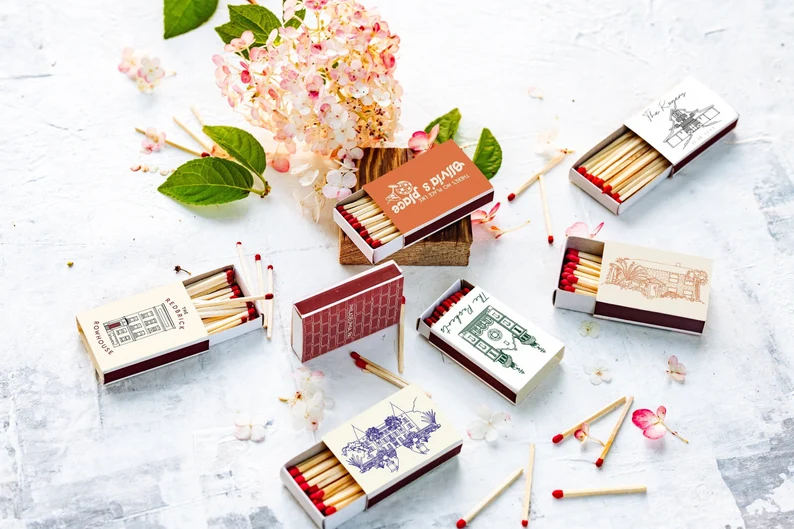 custom matchbooks for weddings featuring a monogram design