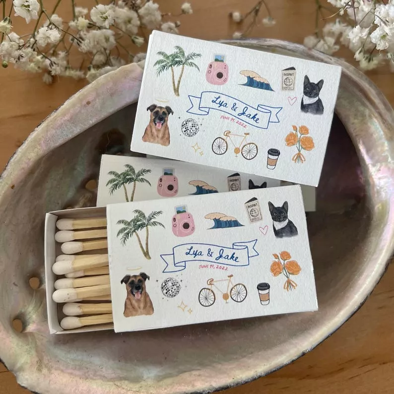 custom pet wedding matchbooks