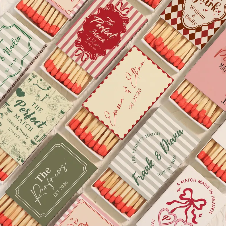 personalized matchbooks for a wedding cocktail bar