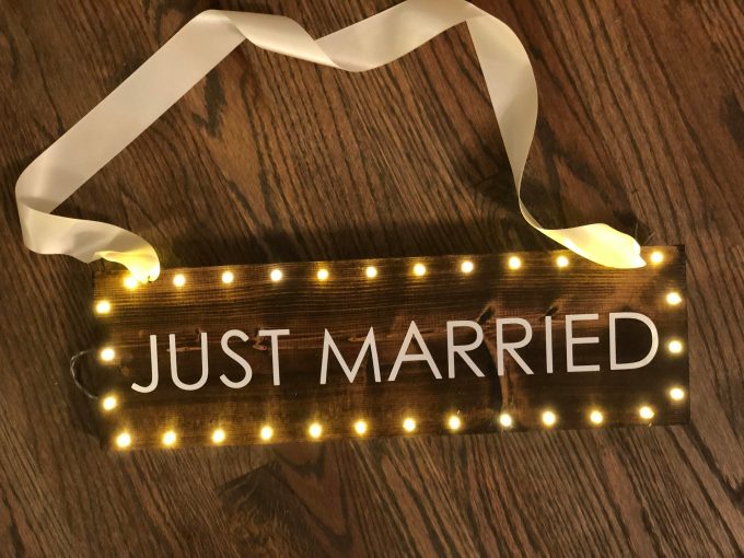 just married sign for car