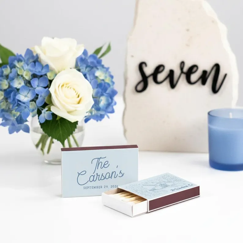wedding matches at place settings