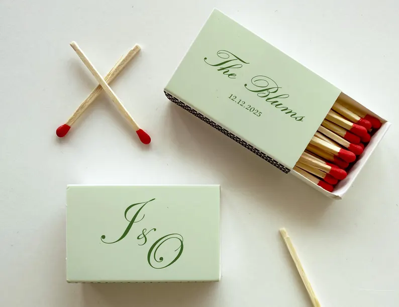 personalized matchbooks used as wedding favors