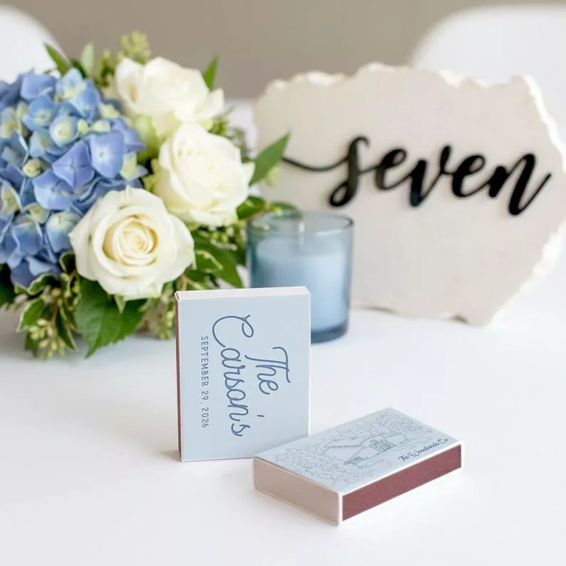 personalized matchbooks for wedding guests to take home