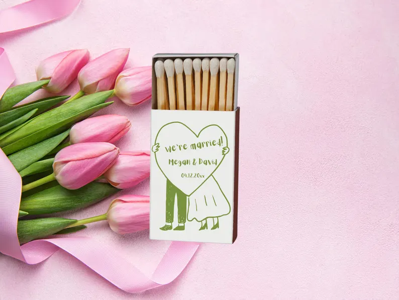 we're married wedding match favors