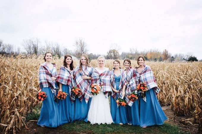 blanket scarves for bridesmaids, photo by hannah marchien photography, wrap by where to get