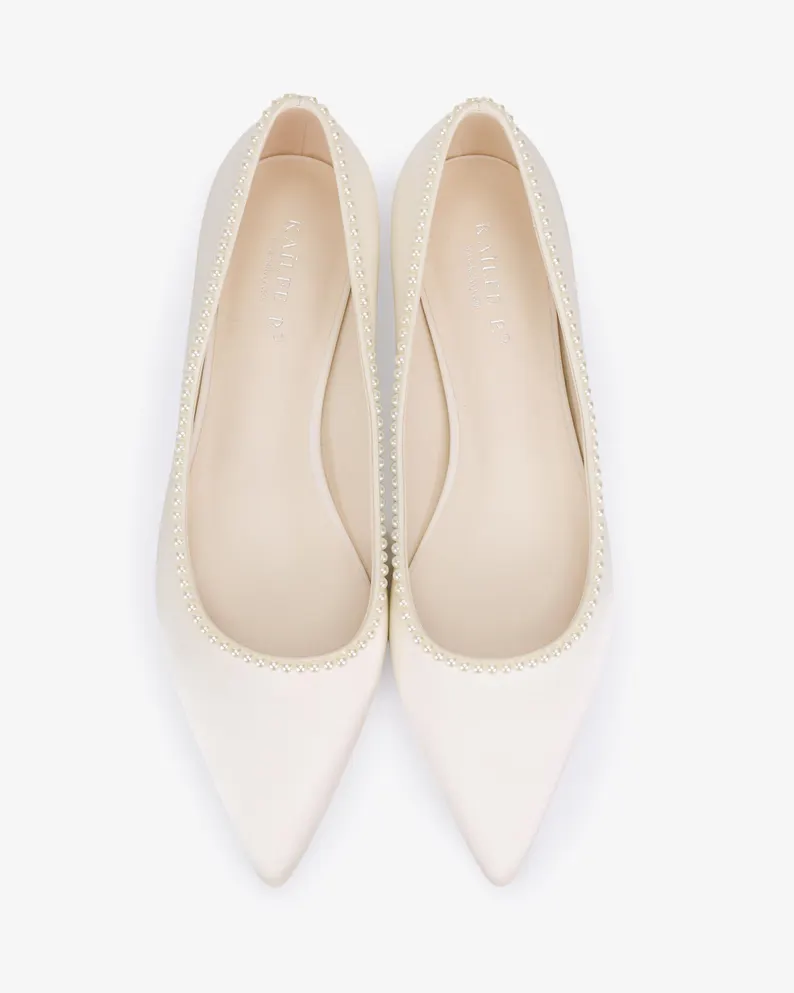 ivory satin wedding flats for a classic bridal look