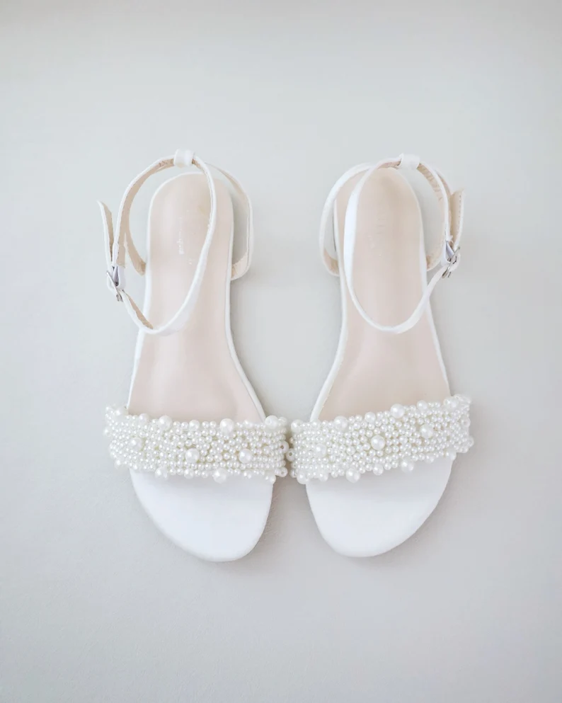 bridal ivory flats sandals for beach wedding