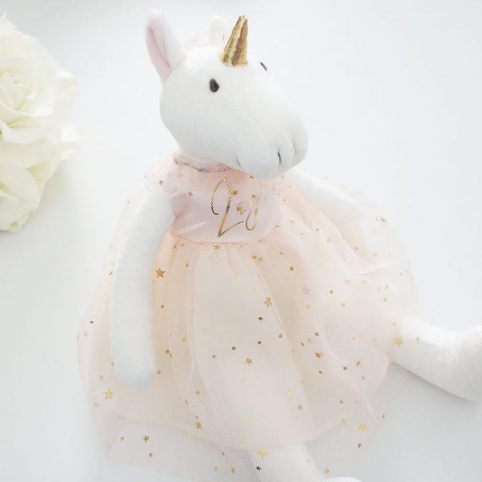 flower girl gift idea unicorn and necklace