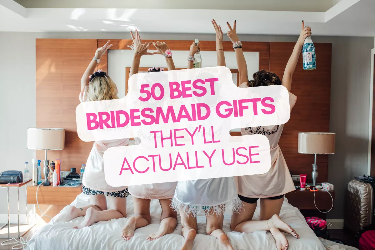 bridesmaid gift ideas including jewelry, pajamas, tote bags, and spa gifts that bridesmaids will actually use after the wedding