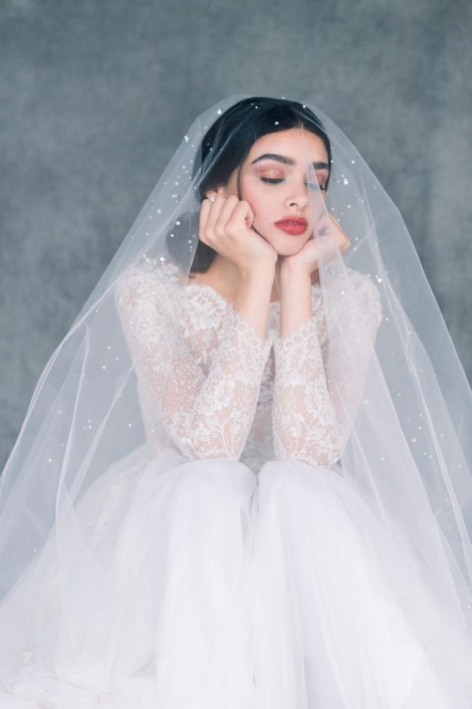 wedding veil with crystals