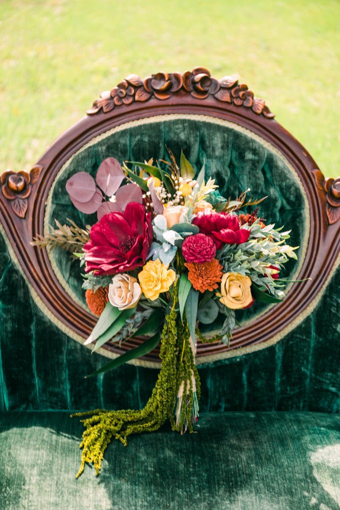 handmade fall wedding bouquet sola wood flower