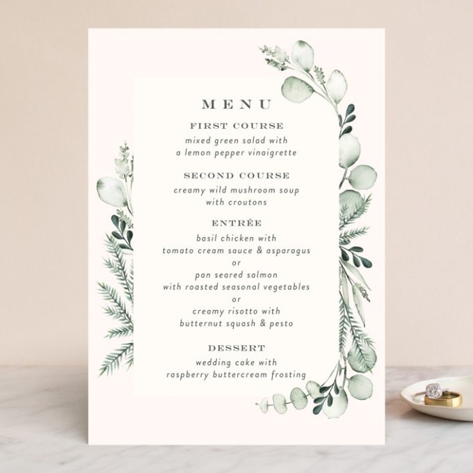 wedding menus per table