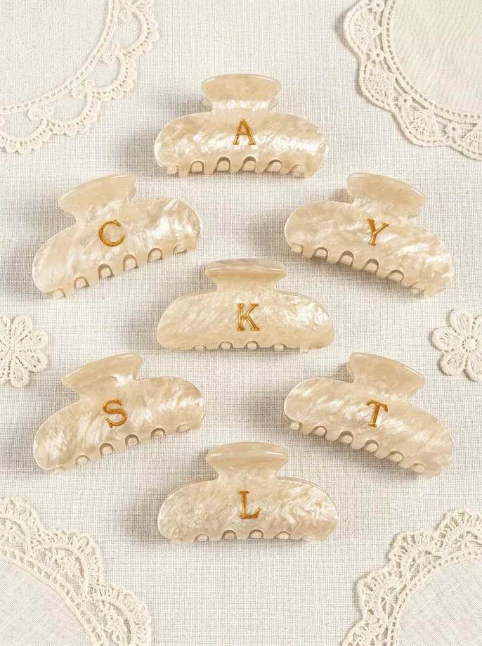 monogram claw clip bridesmaid gift she can use daily in her hair