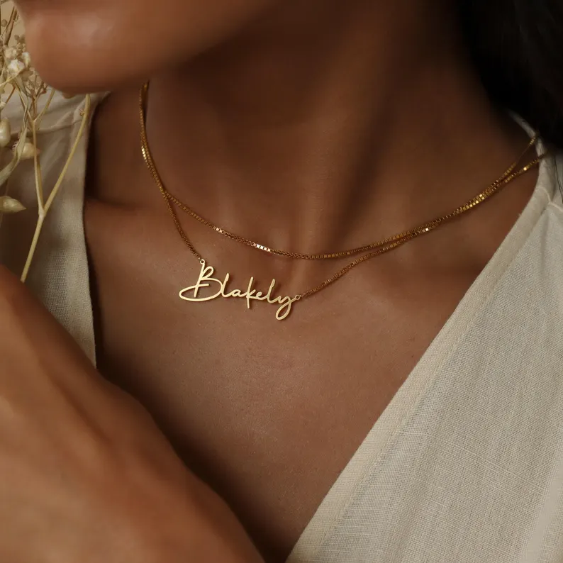 bridesmaid name necklace gift idea