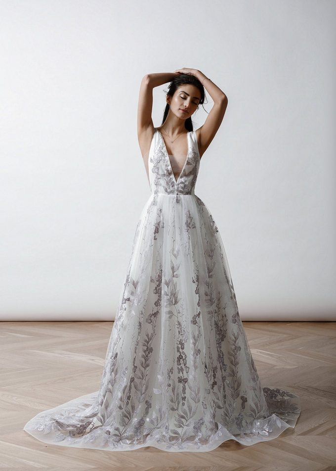 floral embroidered wedding dress