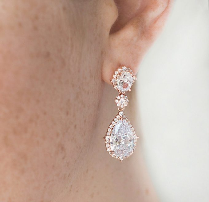 rose gold bridal earrings