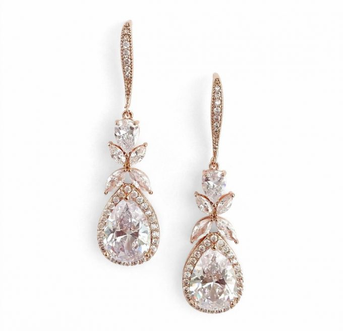 rose gold wedding earrings