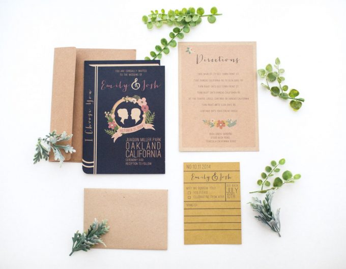 library book wedding invitations