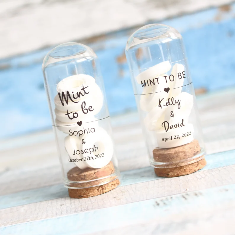 glass mint favor bottles