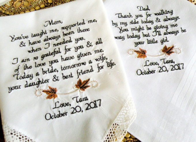 handkerchief for mother of the bride