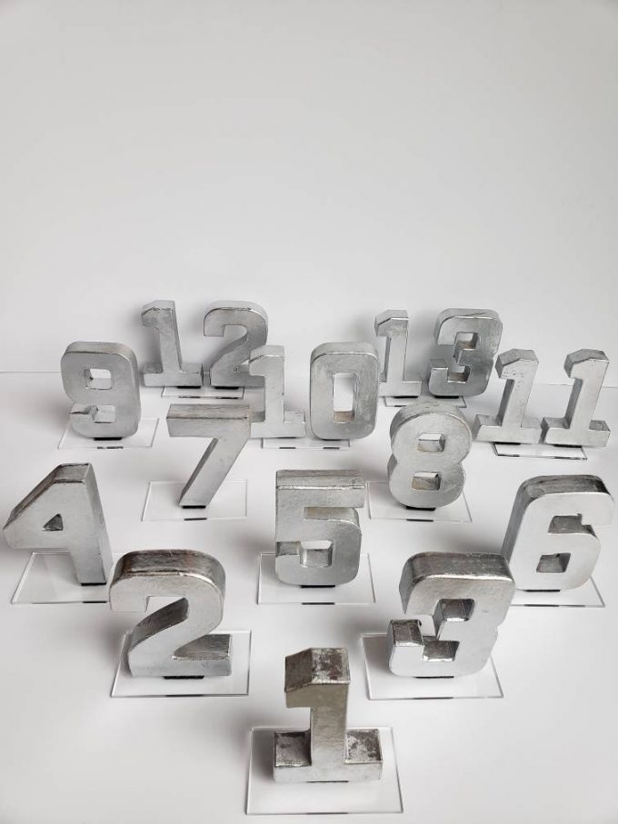 silver table numbers