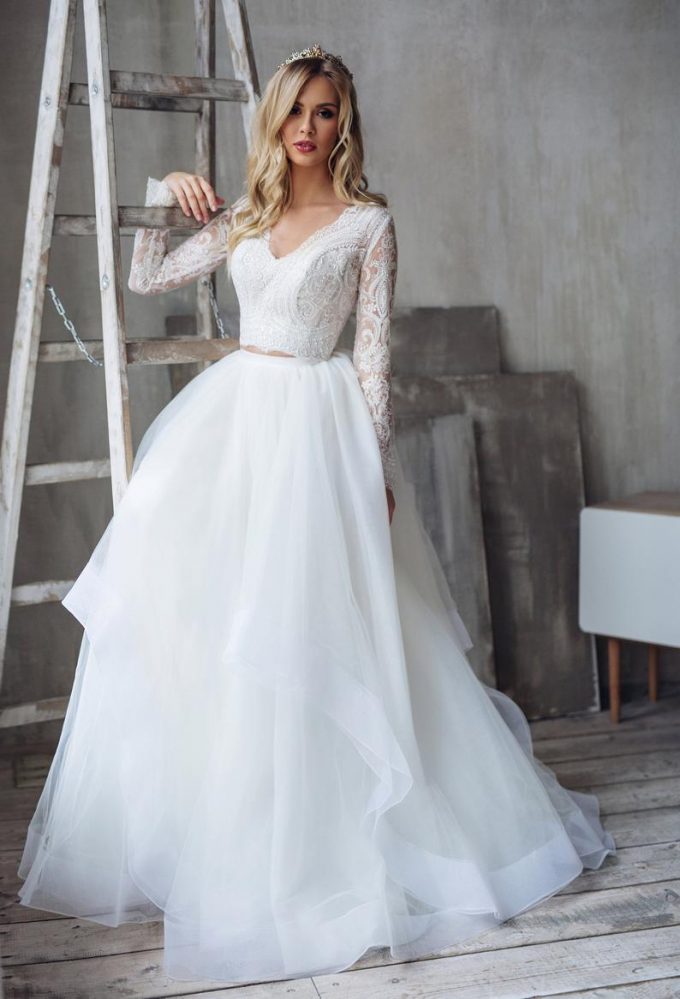 princess wedding dress with sleeves by milabridal