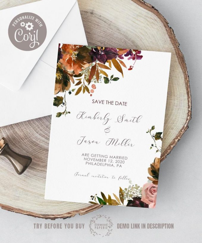 fall wedding invitation templates