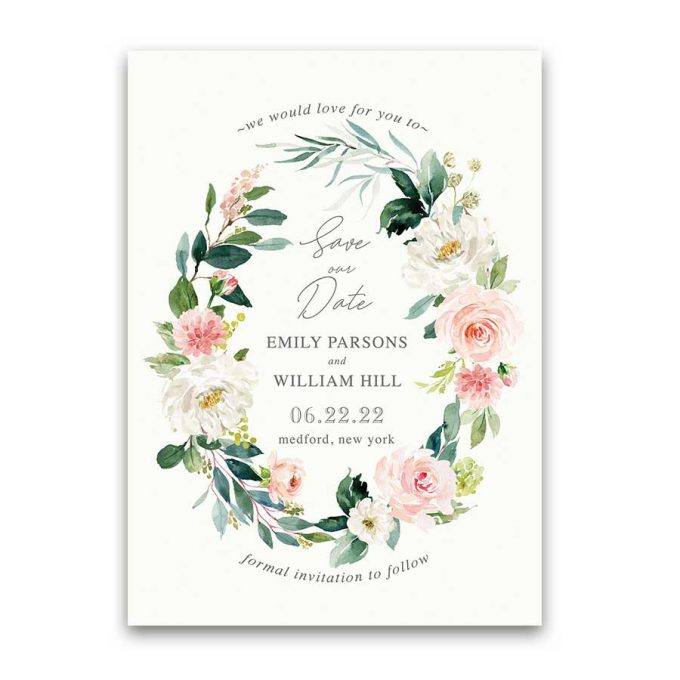 save the date wording - blush floral card