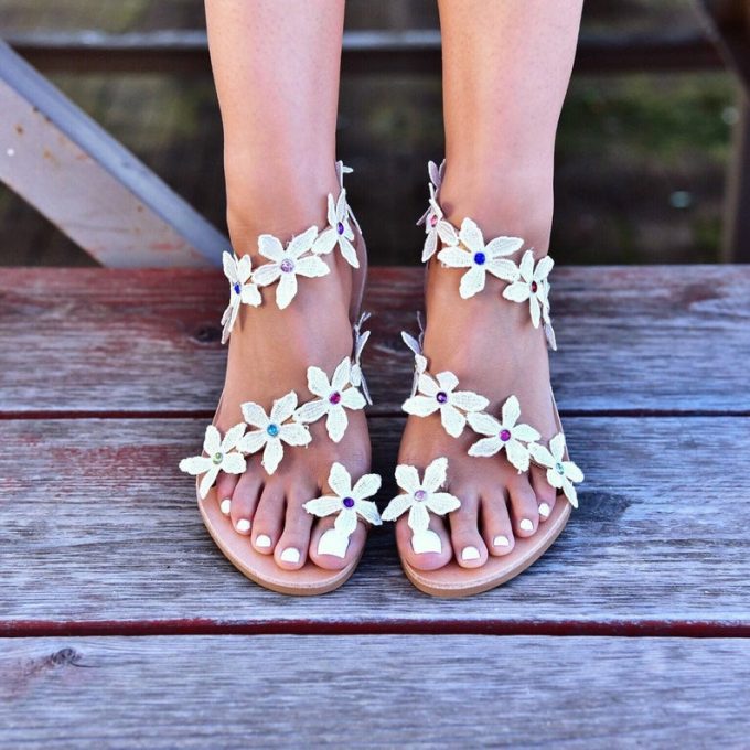 flower bouquet wedding sandals