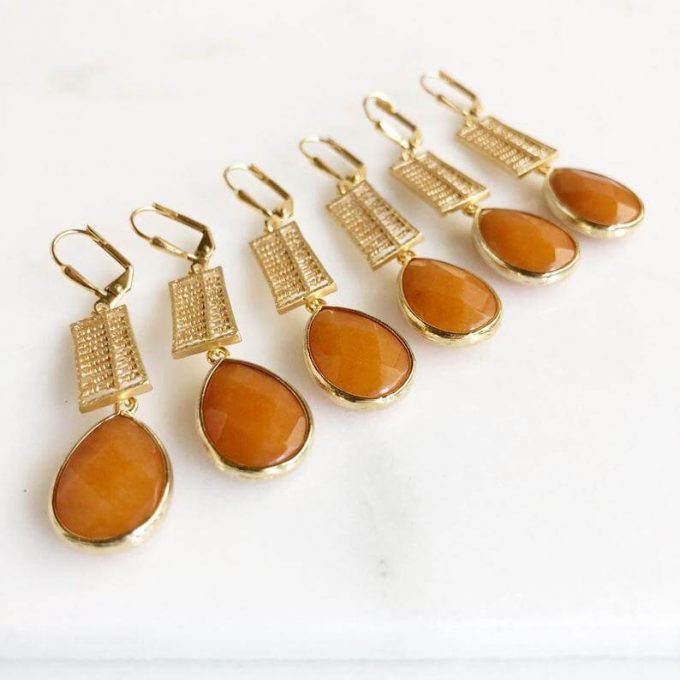 bridal party earrings in burnt orange for fall weddings