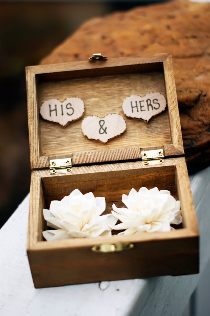 rustic wood ring box for weddings