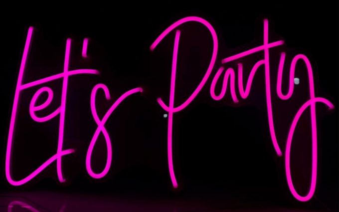let's party neon wedding sign