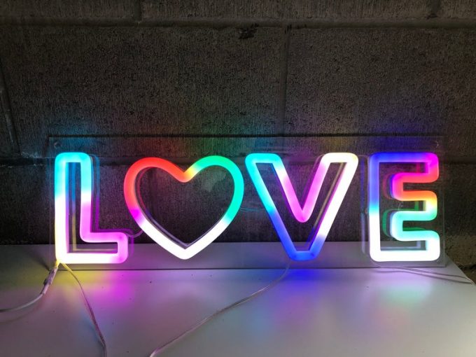 love rainbow neon wedding sign
