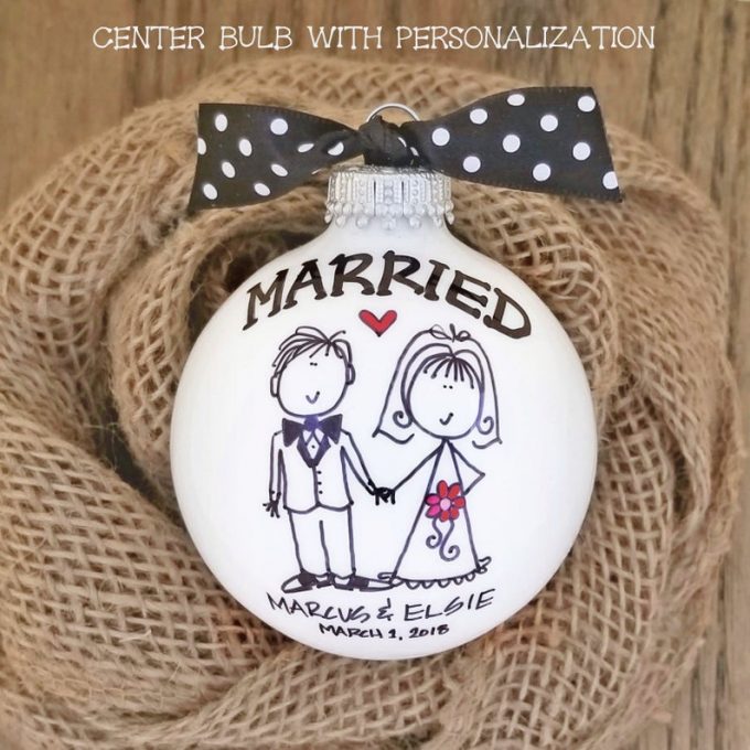 just married ornament gift set