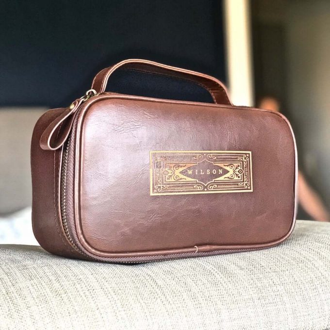 personalized leather dopp kit mens