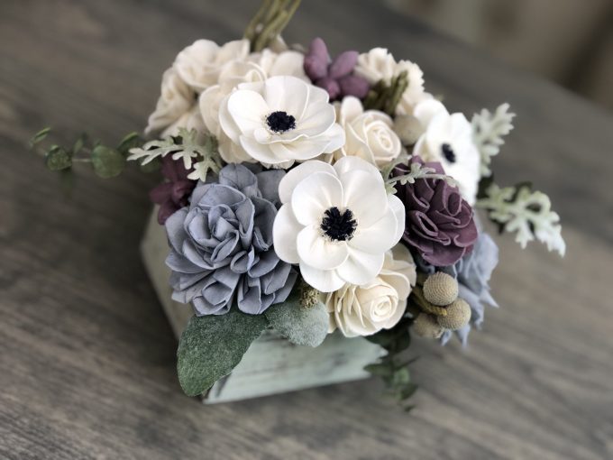 rustic sola flower centerpieces made by Pine and Petal Weddings