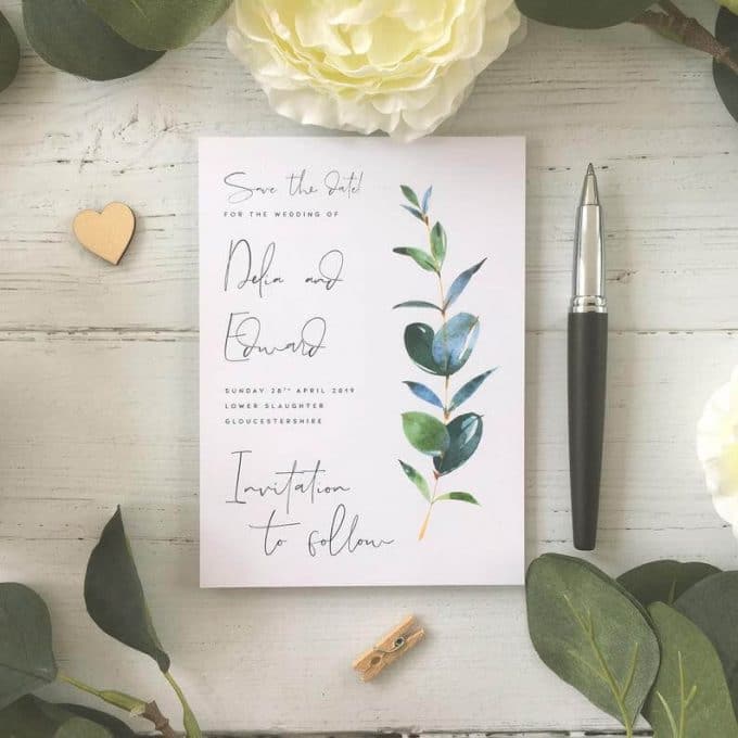 eucalyptus wedding invitations