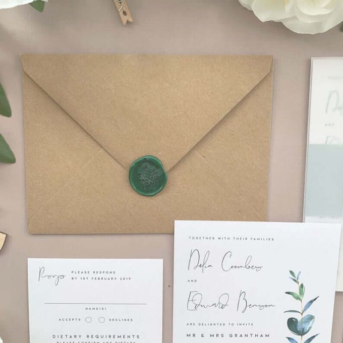 eucalyptus wedding invitations