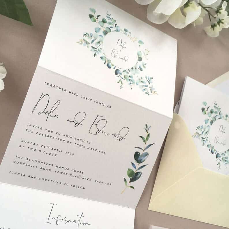 3 Most Beautiful Eucalyptus Wedding Invitations + Ideas