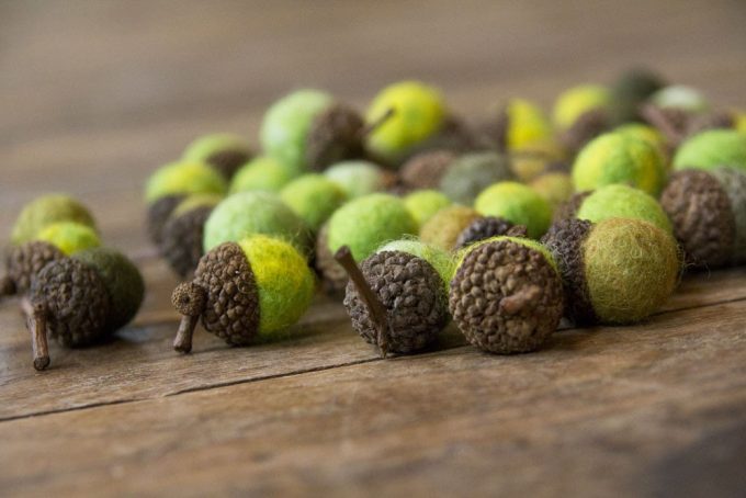 felted acorns