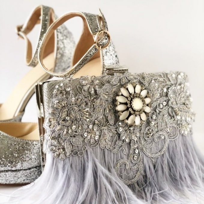 feather wedding purse