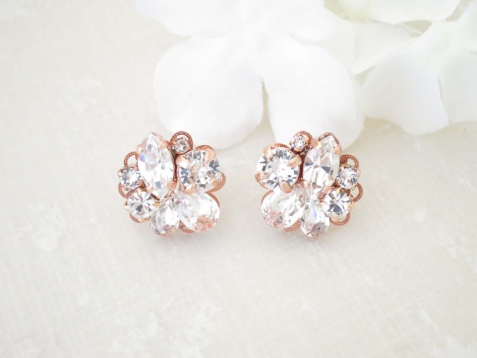 rose gold cluster earrings