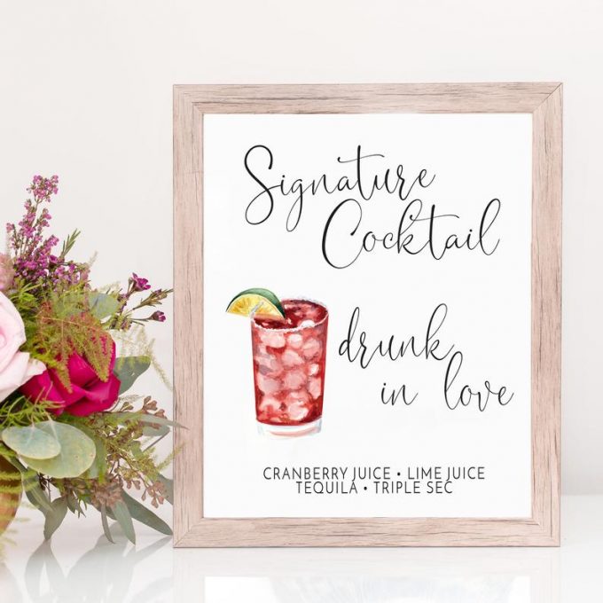 signature cocktails sign